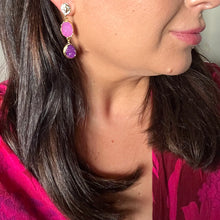 Load image into Gallery viewer, Pink Druzy Statement Drop Earrings