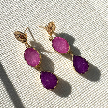 Load image into Gallery viewer, Pink Druzy Statement Drop Earrings