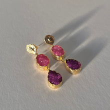 Load image into Gallery viewer, Pink Druzy Statement Drop Earrings