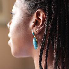Load image into Gallery viewer, Copper Turquoise Oval Drop Earrings