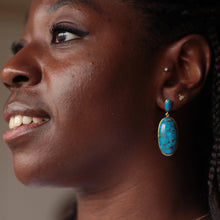 Load image into Gallery viewer, Copper Turquoise Oval Drop Earrings
