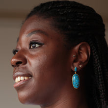 Load image into Gallery viewer, Copper Turquoise Oval Drop Earrings