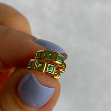 Load image into Gallery viewer, Emerald Huggie Earrings - Gold