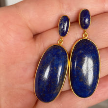 Load image into Gallery viewer, Lapis Lazuli Oval Drop Earrings