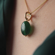 Load image into Gallery viewer, Green Onyx Gold T-Bar Necklace