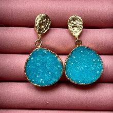 Load image into Gallery viewer, Turquoise Druzy Drop Earrings

