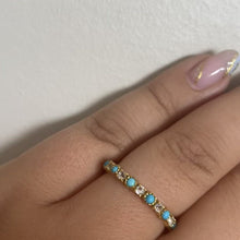 Load and play video in Gallery viewer, Turquoise &amp; White Topaz Half-Eternity Ring
