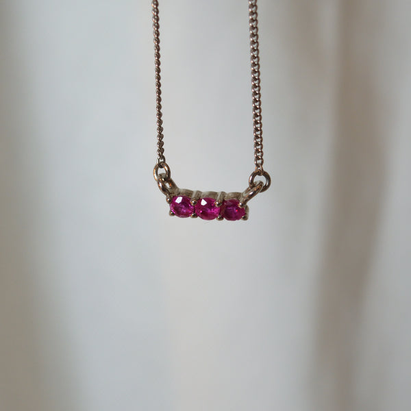 Ruby Trilogy Necklace - Silver