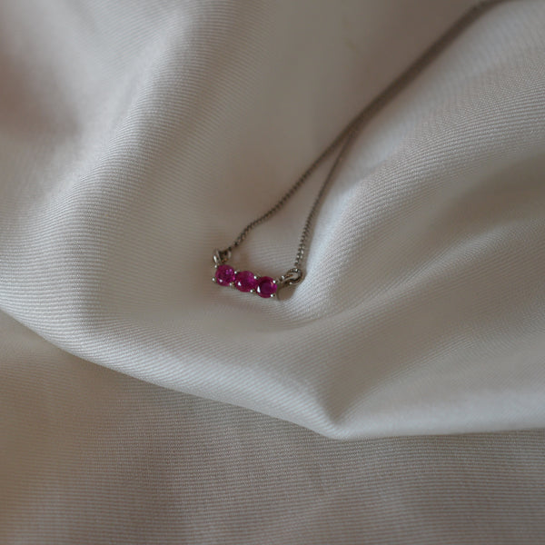 Ruby Trilogy Necklace - Silver