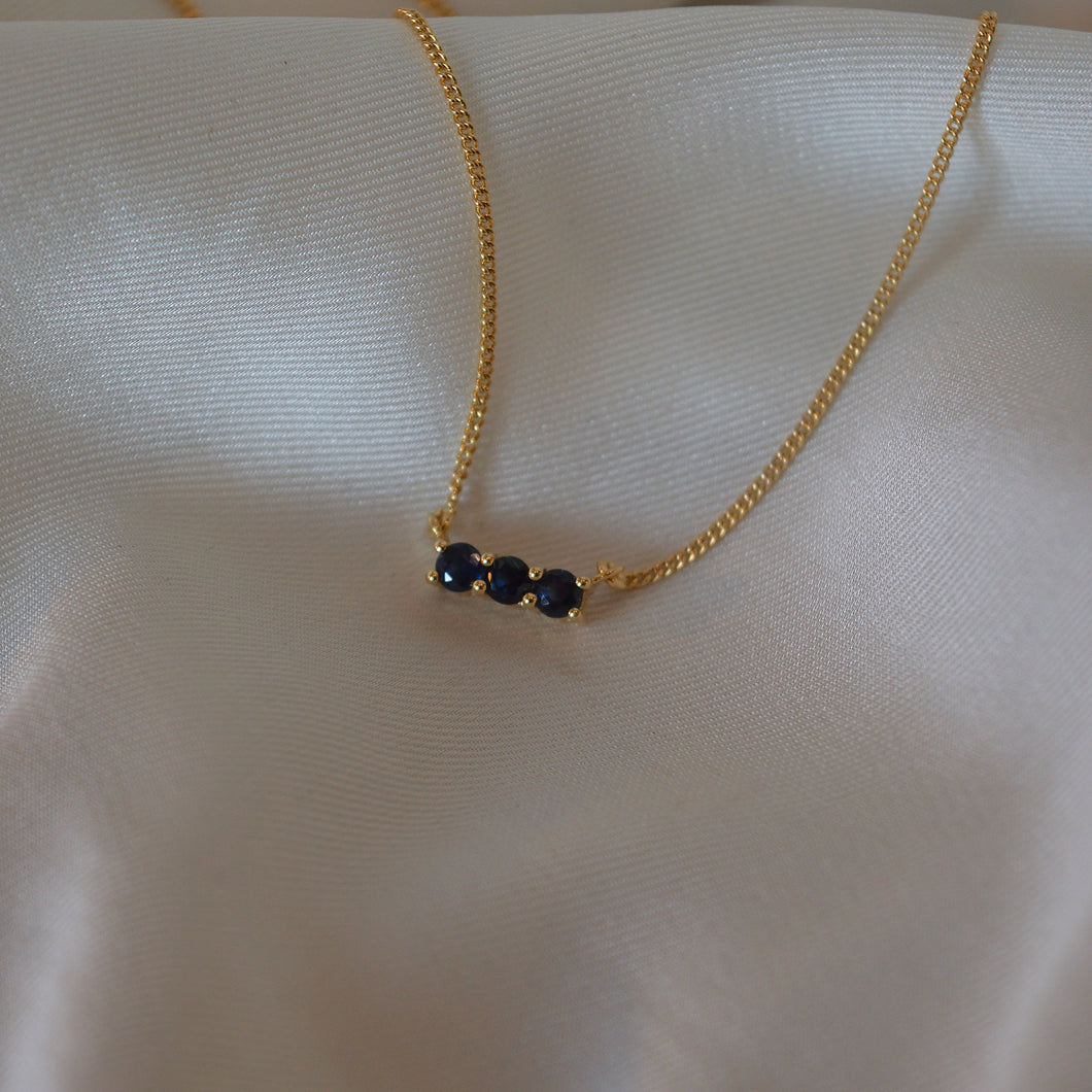 Sapphire Trilogy Necklace - Gold