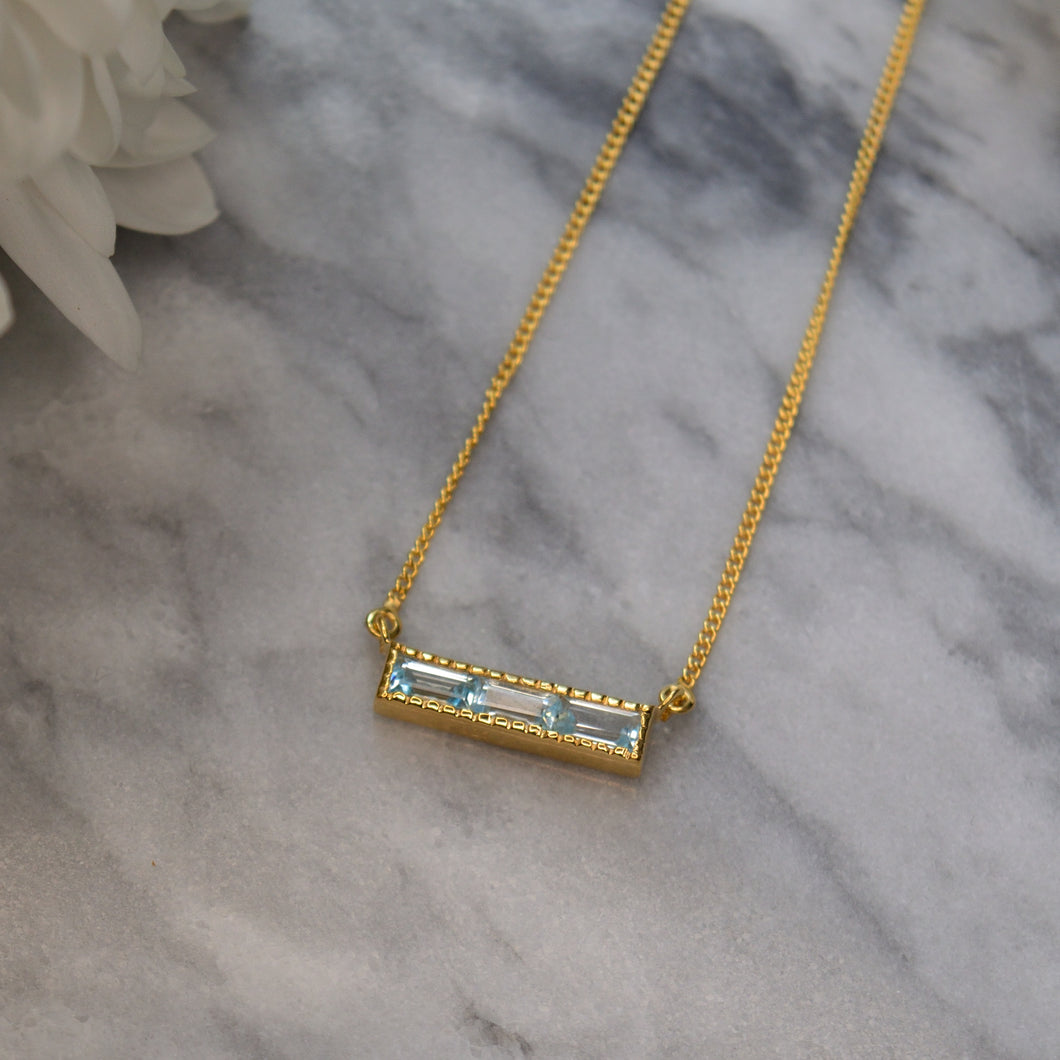 Green Amethyst Bar Necklace