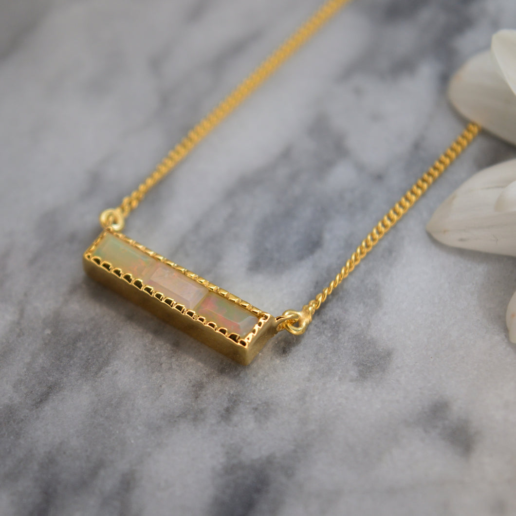 Opal Bar Necklace