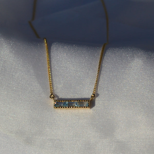 Blue Topaz Bar Necklace