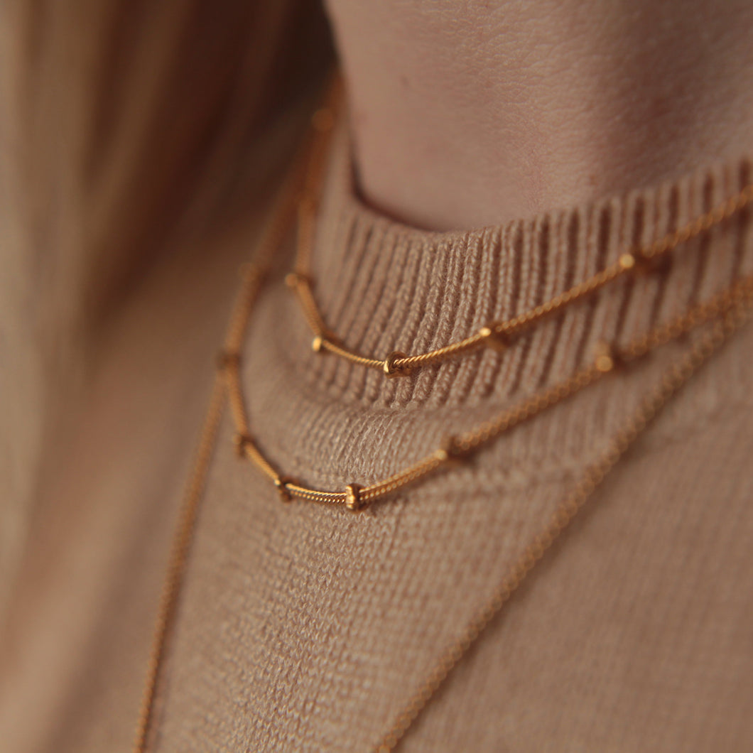 Gold Vermeil Satellite Beaded Chain Necklace