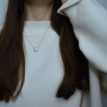 Load image into Gallery viewer, Rainbow Moonstone Bezel Cut Necklace
