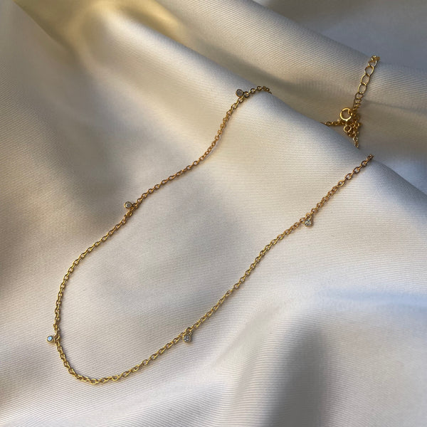 Diamond Dainty Drop Gold Vermeil Necklace